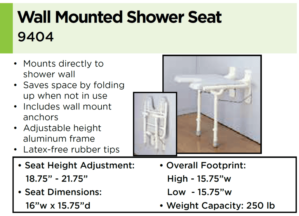 NOVA Bathroom Safety 21: Help Inc. - Everyone is relying on you. You can rely on us. Wall Mounted Shower Chair 9404: Help Inc. - Everyone is relying on you. You can rely on us.