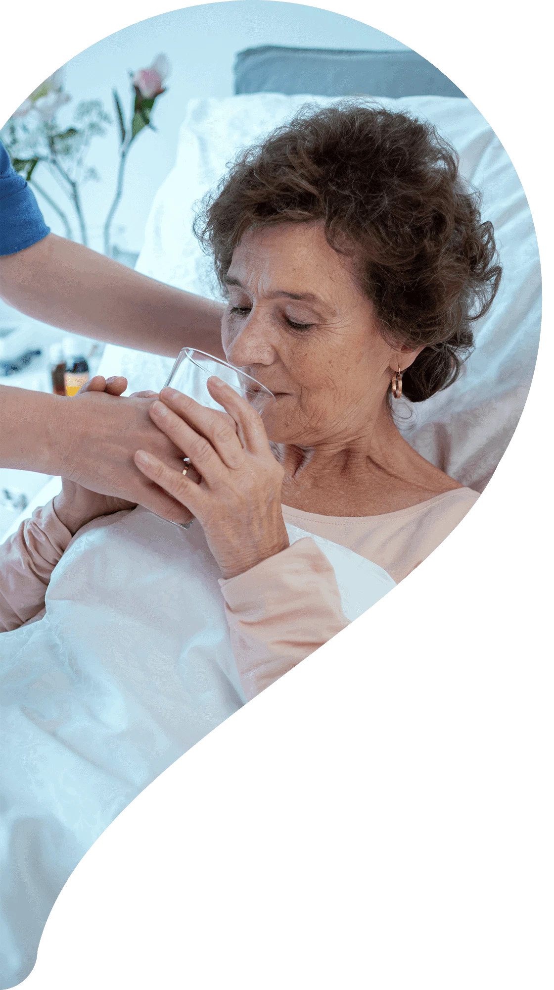 nurse helping senior patient drink water: Help Inc. - Everyone is relying on you. You can rely on us.